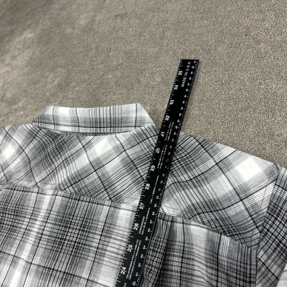 NEW Orvis Short Sleeve Tech Shirt Mens 2XL Gray Plaid Button Up UPF 30 Stretch - Picture 7 of 9